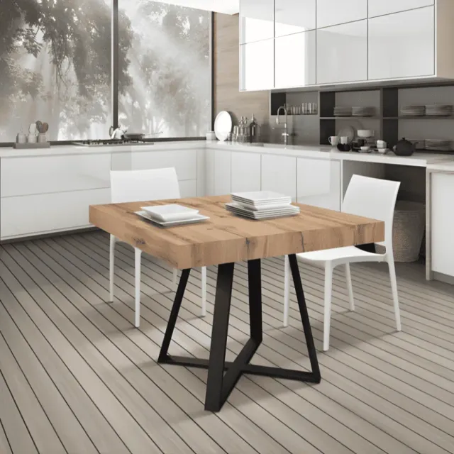 Epocantica Tavolo Allungabile 95x90 4-6 Posti Base Nera