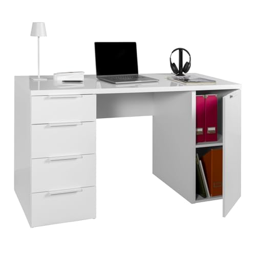 Composad Espresso scrivania 4 cassetti anta bianco 146 cm