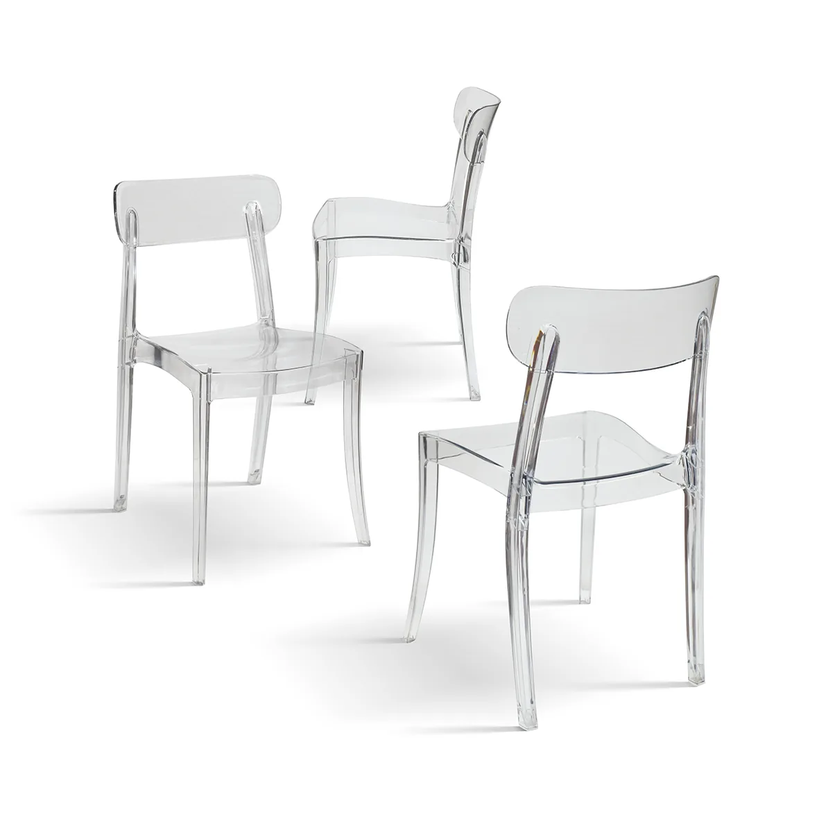 Epocantica Sedia Trasparente Squadrata Impilabile Set 4 Pezzi