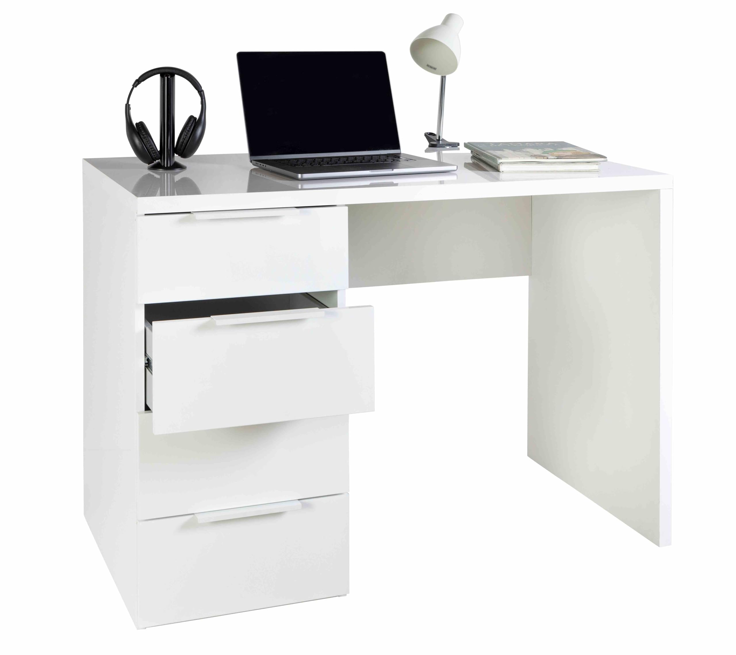 Composad Espresso scrivania 110 cm bianco laccato 4 cassetti