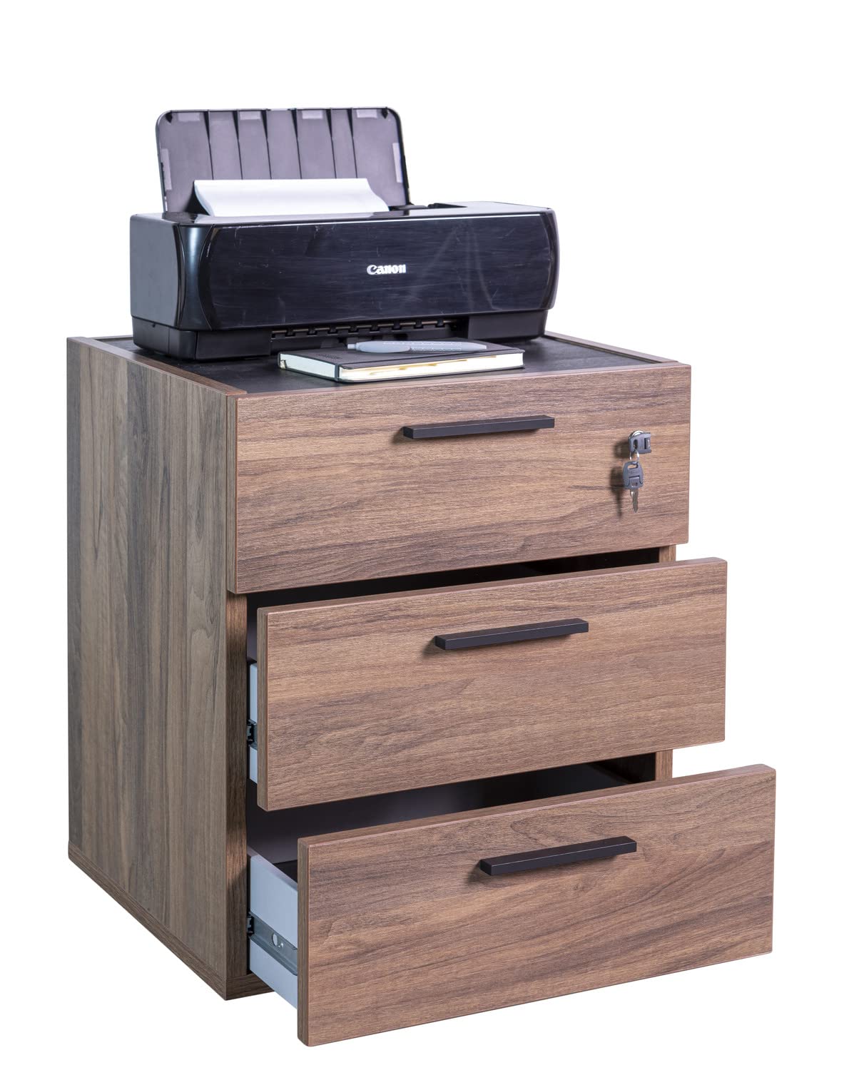 Composad Davinci Brera cassettiera 3 cassetti ruote noce nero