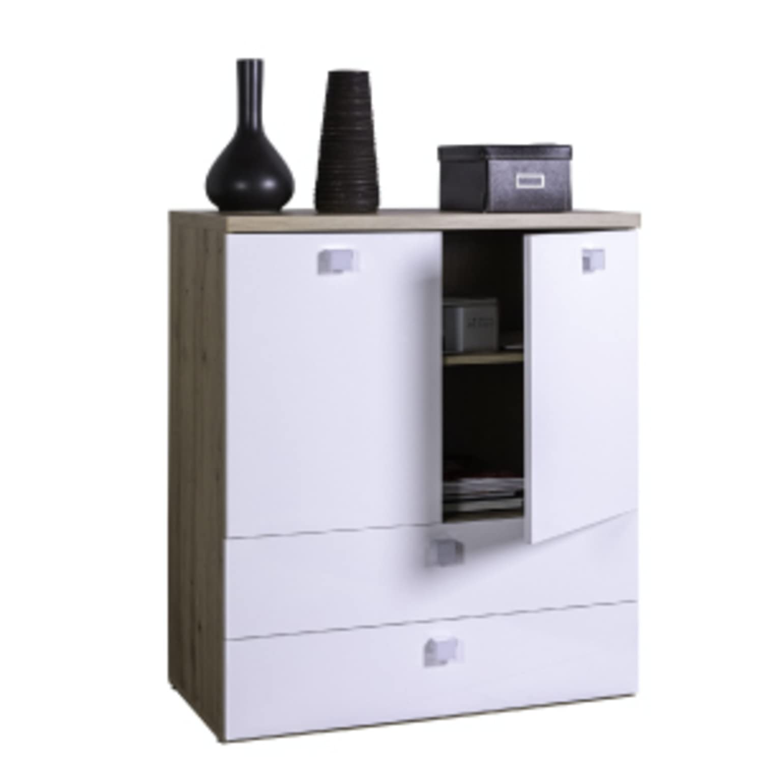 Composad Globo mobile contenitore 2 cassetti 2 ante rovere bianco