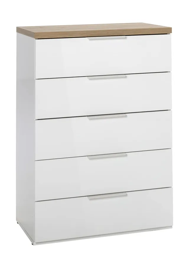 Composad Mundi Cassettiera 5 Cassetti Rovere Miele e Bianco