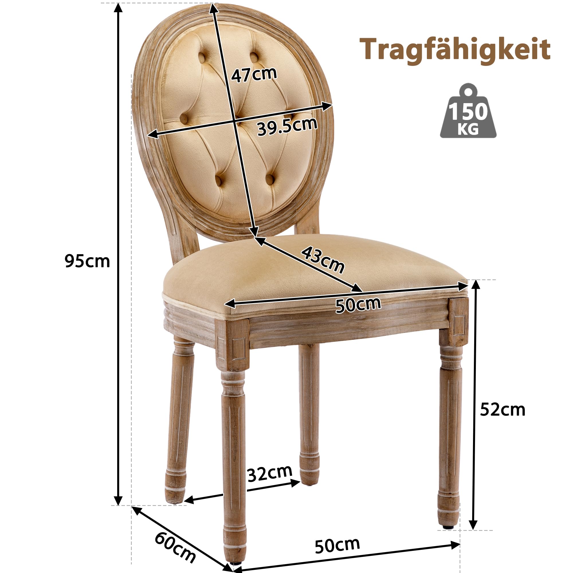Dolamaní sedie da pranzo rattan beige set 4 stile francese