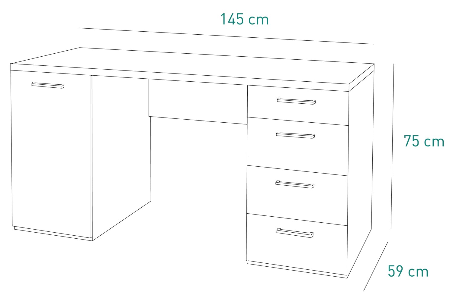 Composad Moneta scrivania 145 grigio cemento 4 cassetti