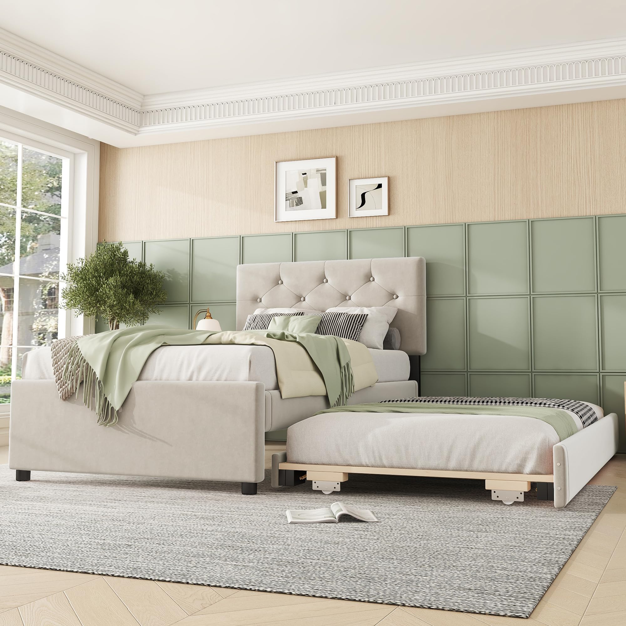 Dolamaní Letto Imbottito Beige 140x200 con Estraibile Velluto