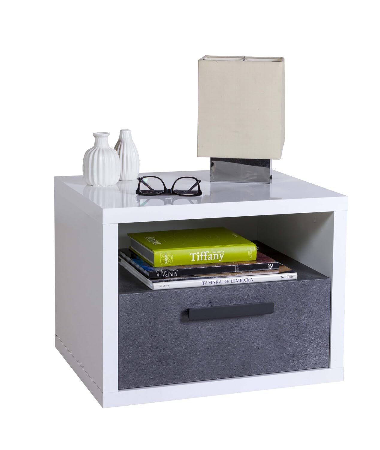 Composad Velata Comodino 1 Cassetto Grigio Tadao Bianco