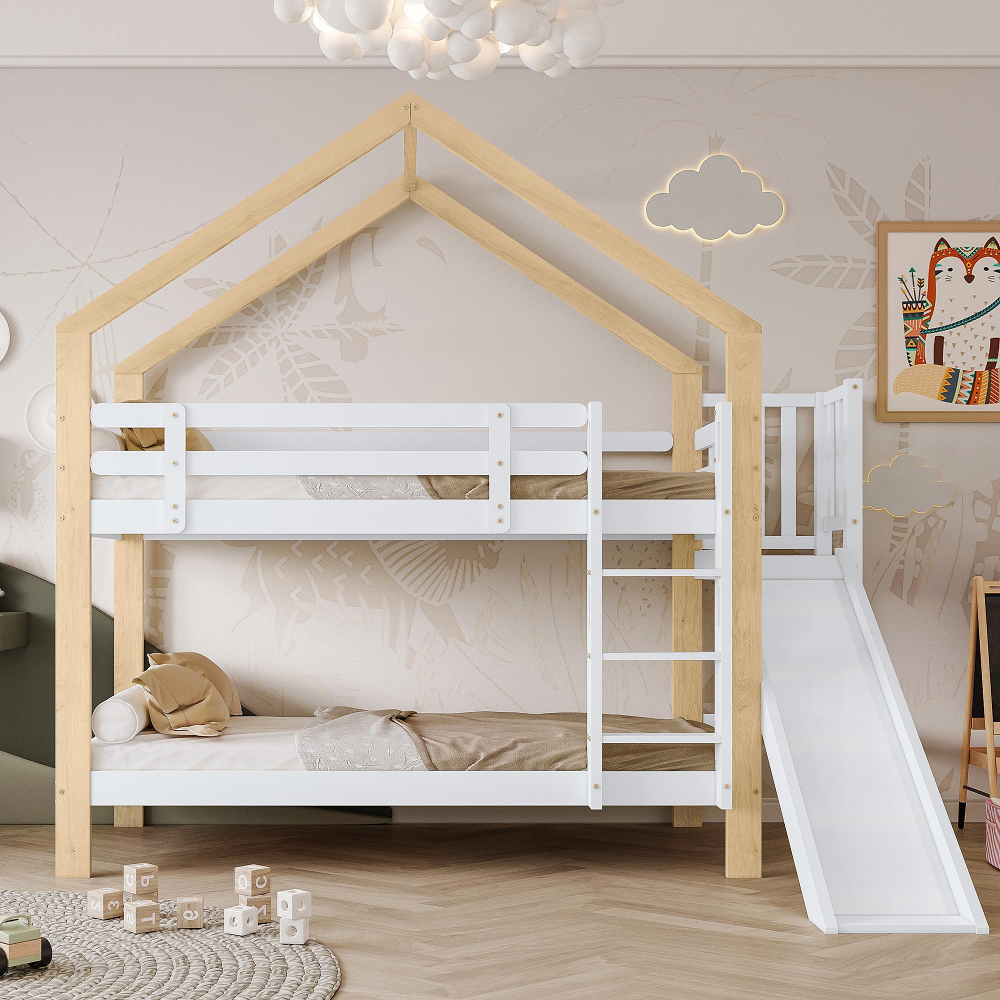 Dolamaní Letto a Castello 90x200 Scala 4 Vani Bianco Naturale