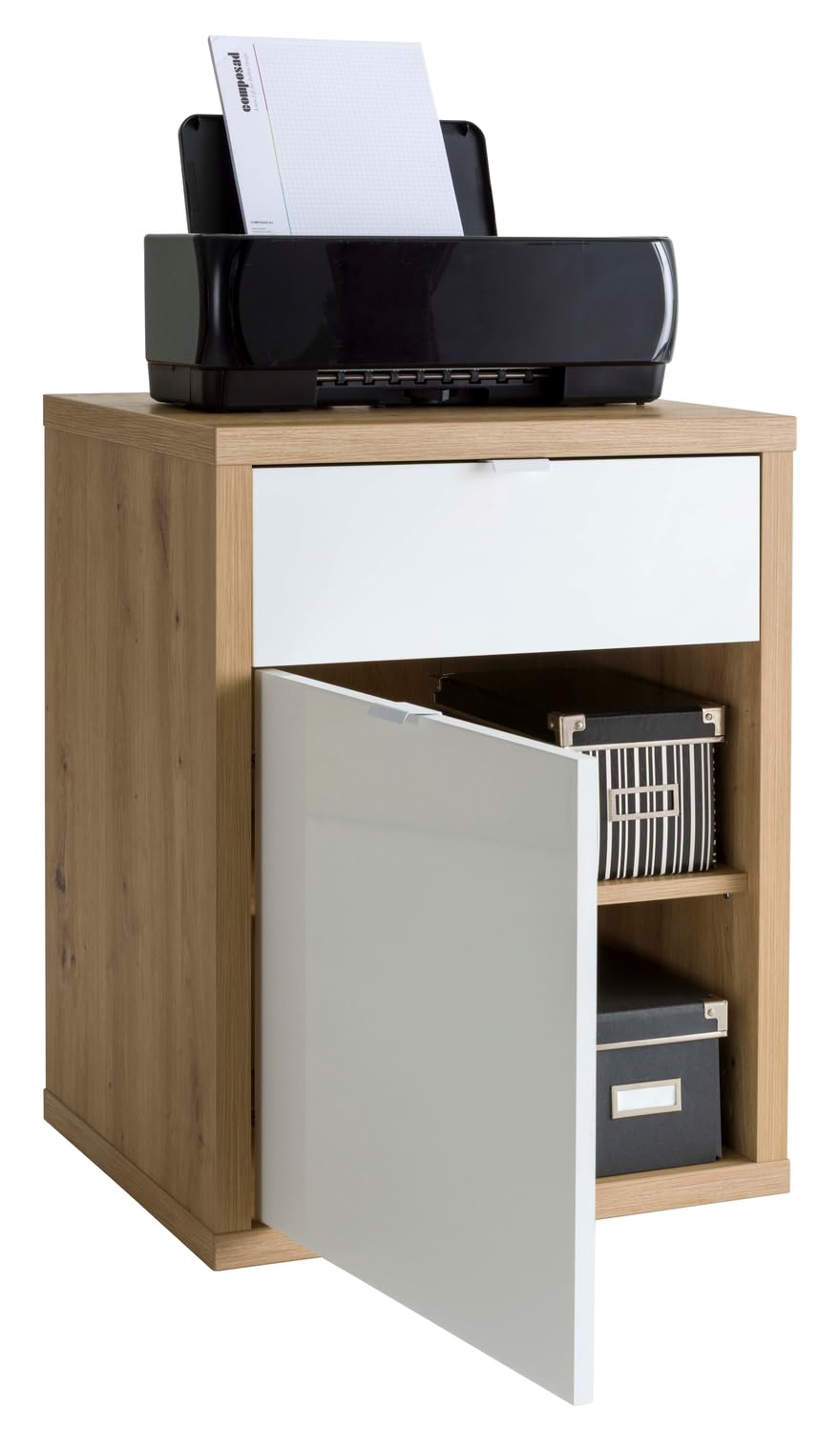 Composad Abile cassettiera ruote bianco rovere 52 cm