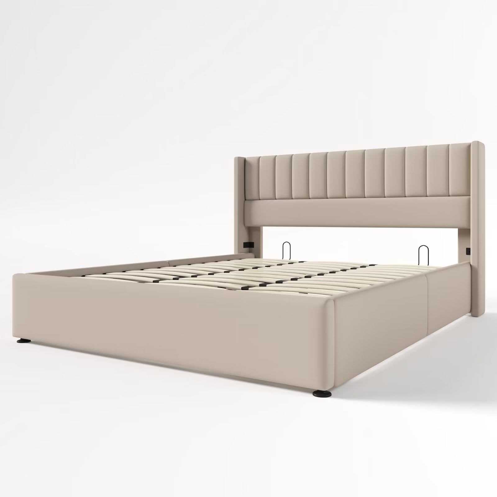 Dolamaní Letto Matrimoniale 180x200 Beige in Lino con Contenitore