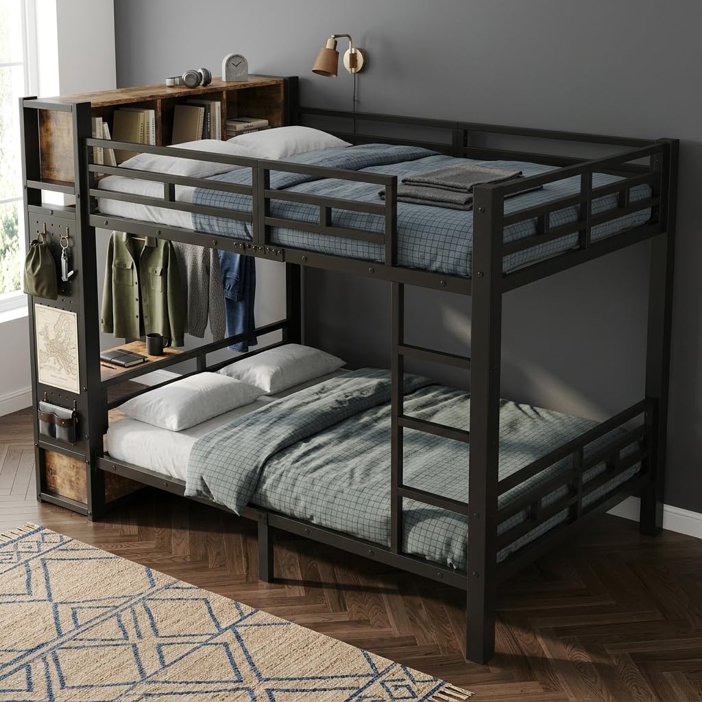 Dolamaní Letto a castello 120x200 cm metallo nero con contenitore
