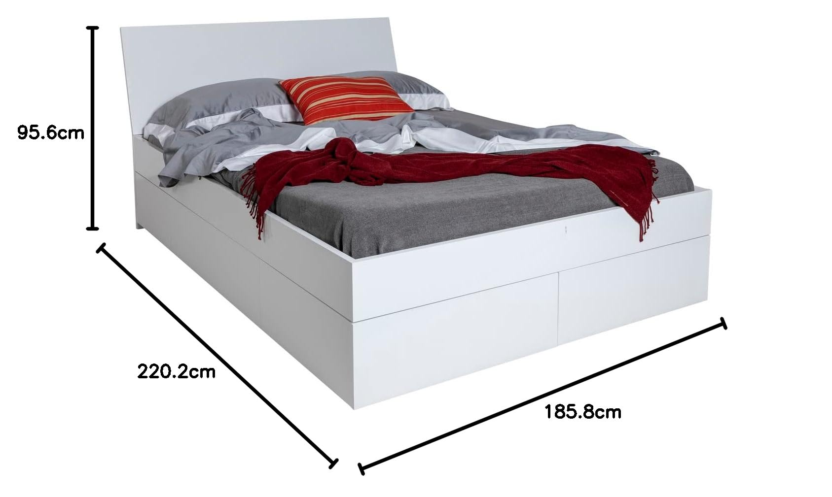 Composad Storage letto matrimoniale 4 cassetti bianco 180x200
