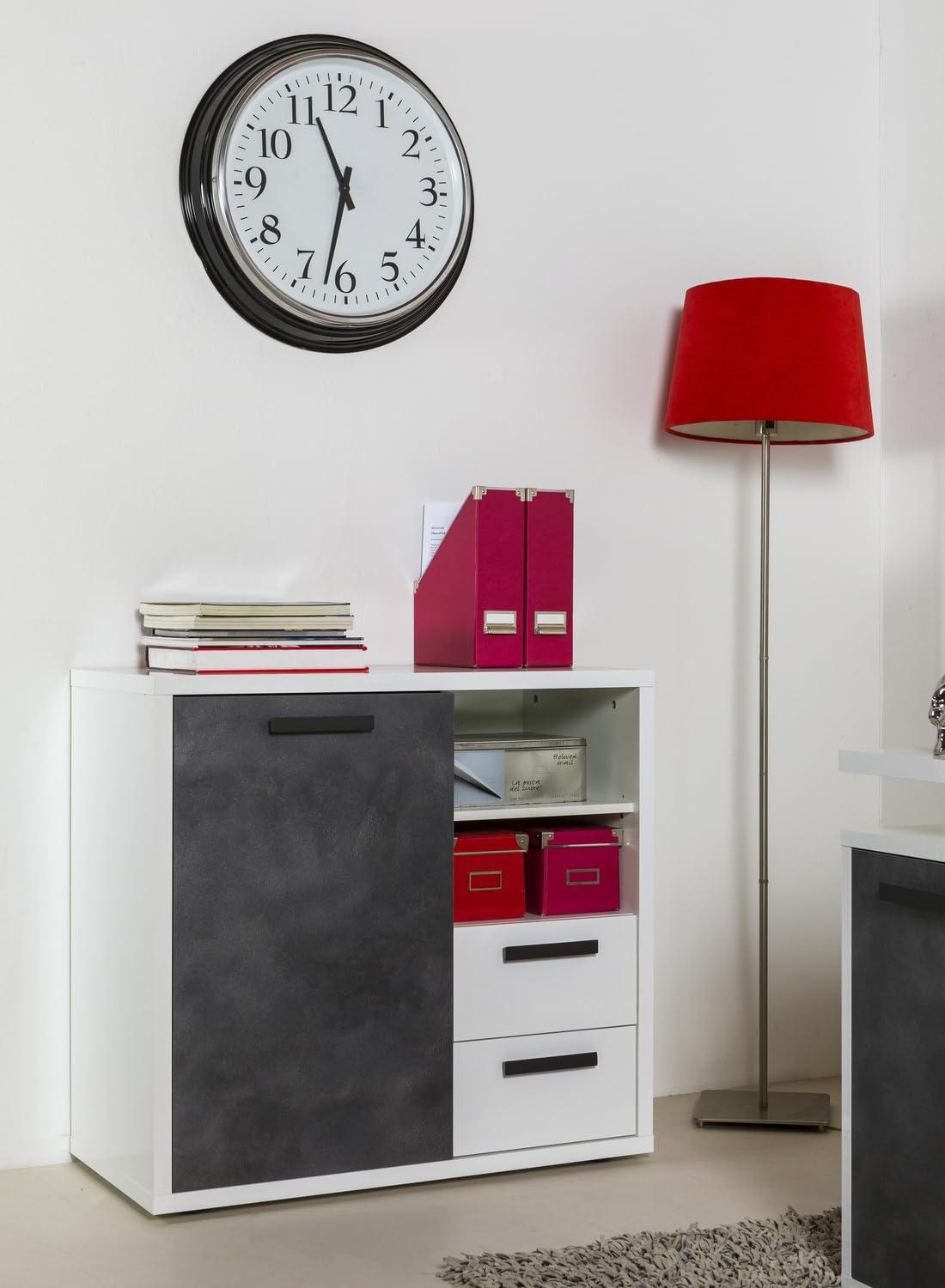 Composad Velata 1 Anta 2 Cassetti 2 Vani Mobile Bianco Rovere Ufficio