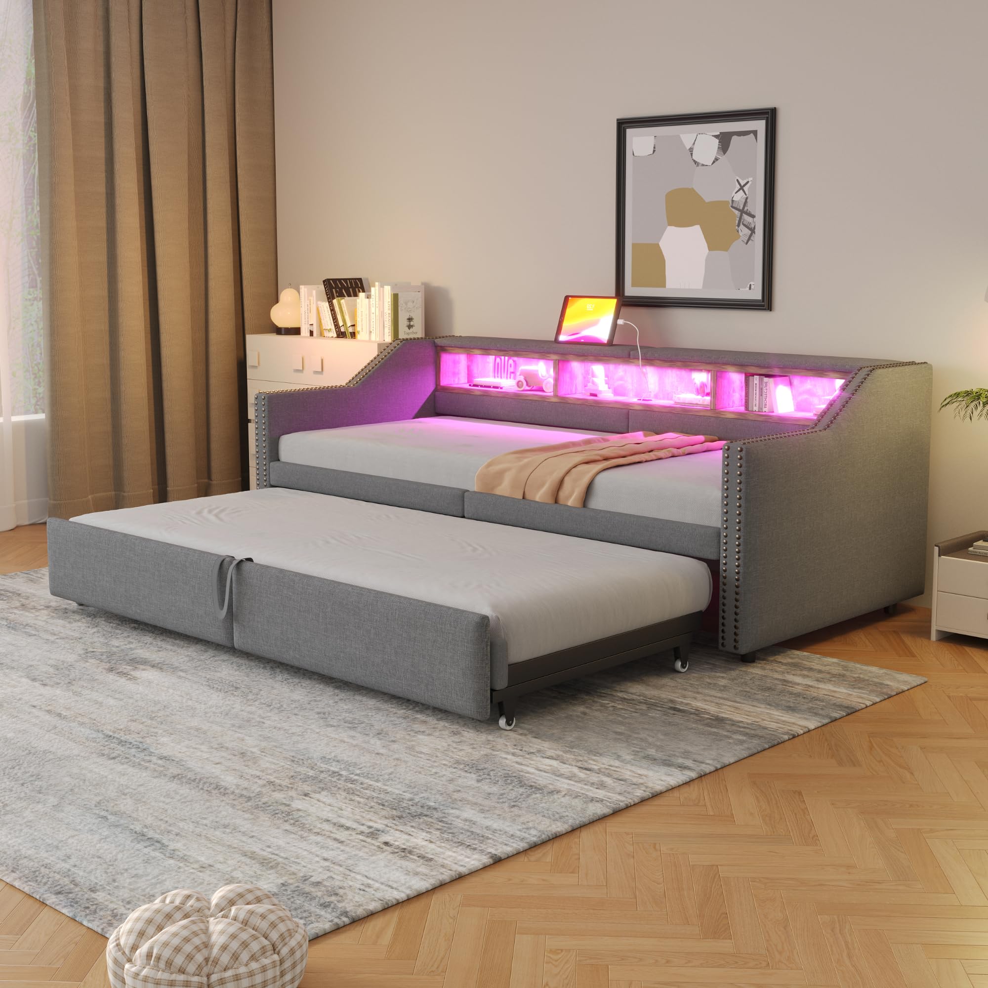 Dolamani Grigio Chiaro C Divano Letto Lino 90/180x200 cm