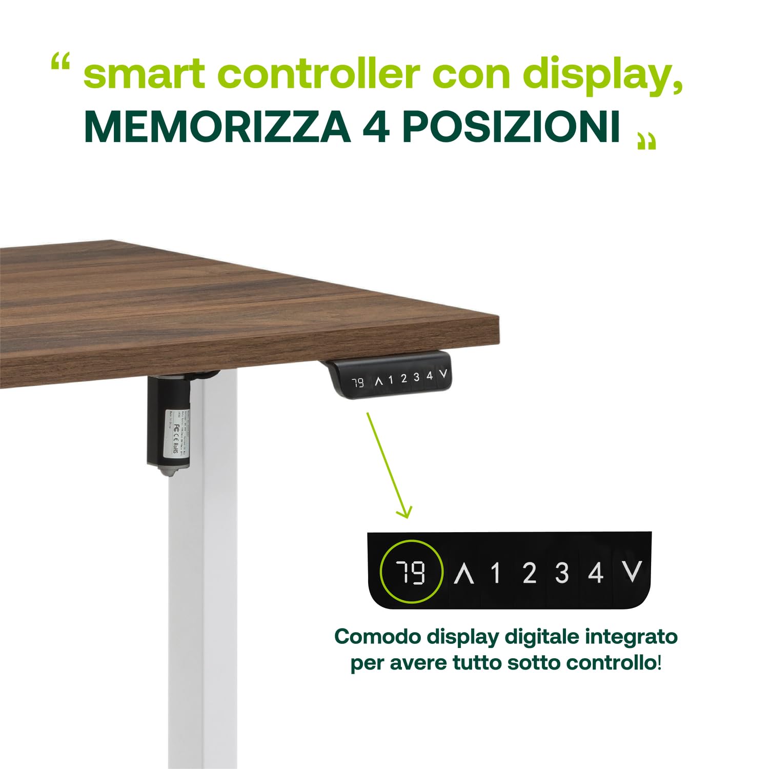 Composad Energia scrivania altezza regolabile 150x69 noce brera bianco