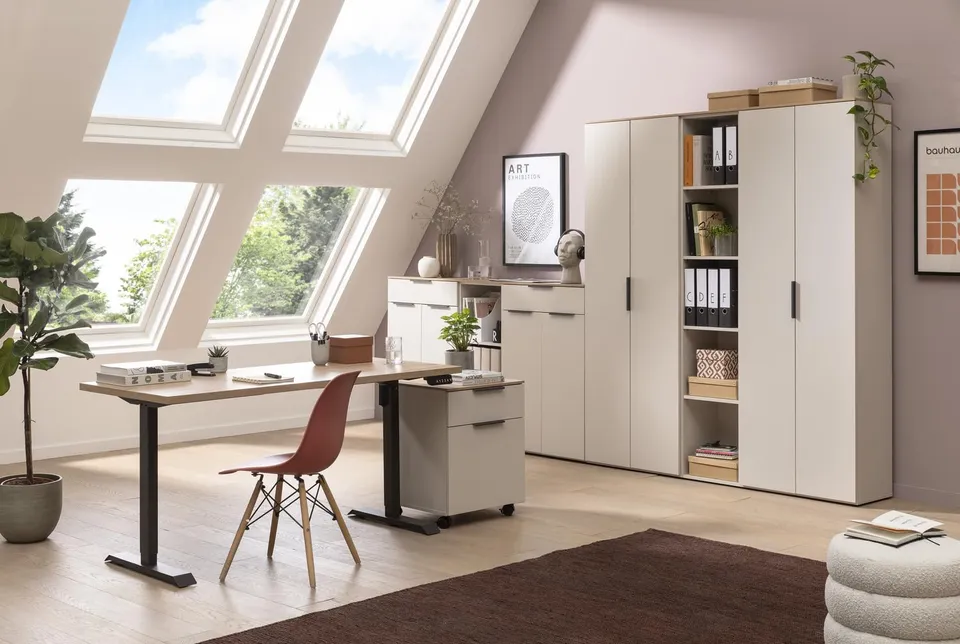 Composad Pronto Ufficio Completo Scrivania Rovere Mielato 8 Pezzi