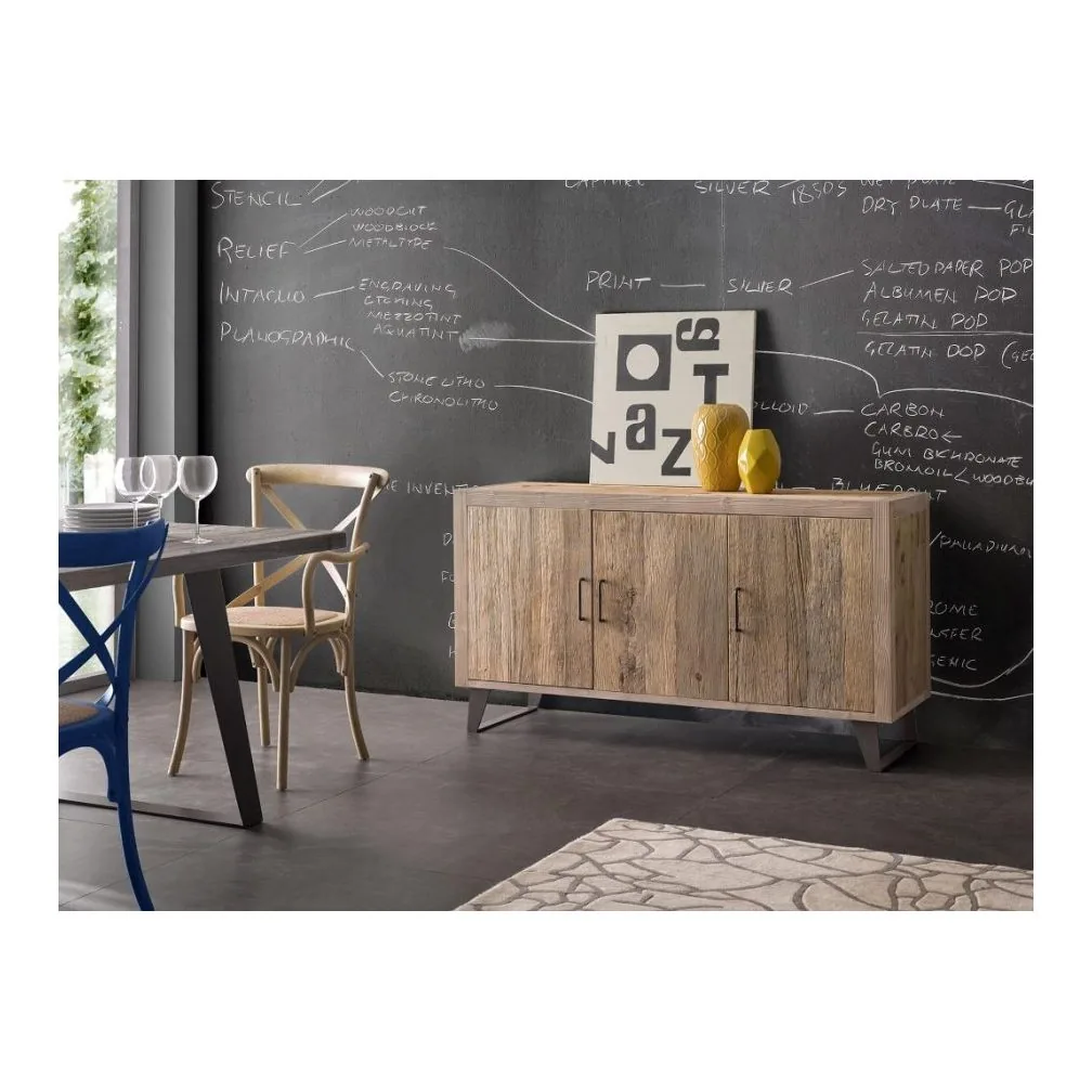 Epocantica Ontano Beige 3 Porte Credenza 152 cm Gambe Ferro
