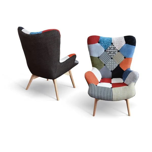 Epocantica Arlecchino poltrona patchwork multicolore bottoni