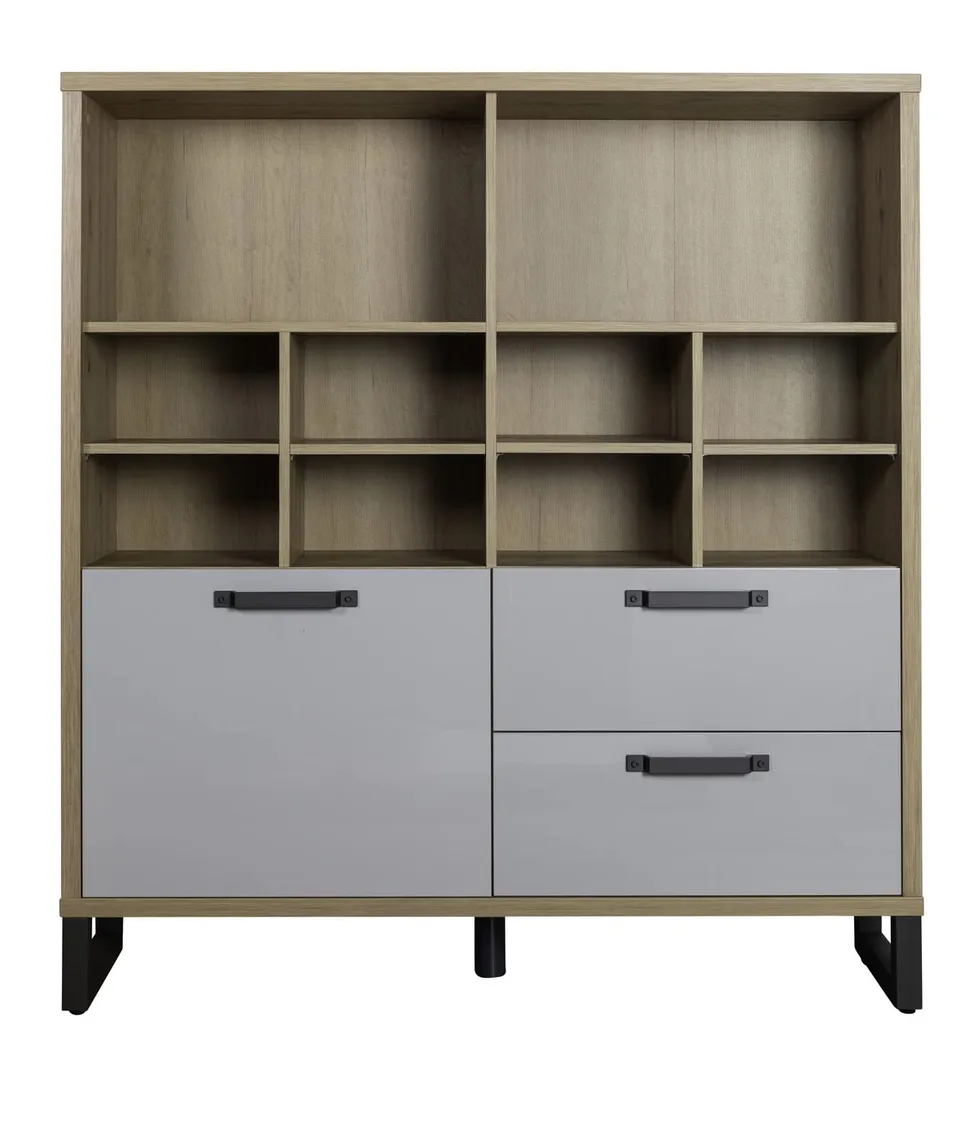 Composad LaFabrica Libreria 2 Cassetti 1 Anta 10 Vani Rovere Grigio