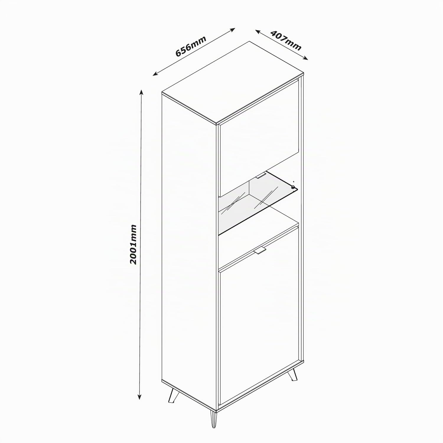 Composad Cornice mobile colonna 2 ante 2 vani rovere grigio