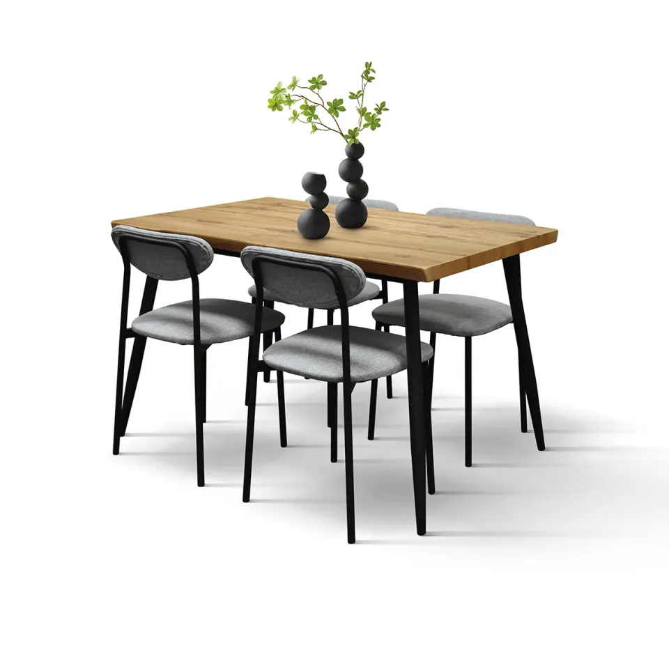 Epocantica Set Pranzo Industrial Tavolo 120 cm 4 Sedie Grigie