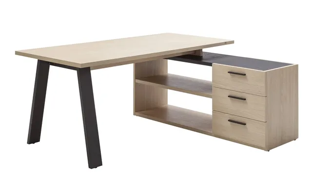 Composad Davinci Scrivania Angolare 3 Cassetti Rovere Nero