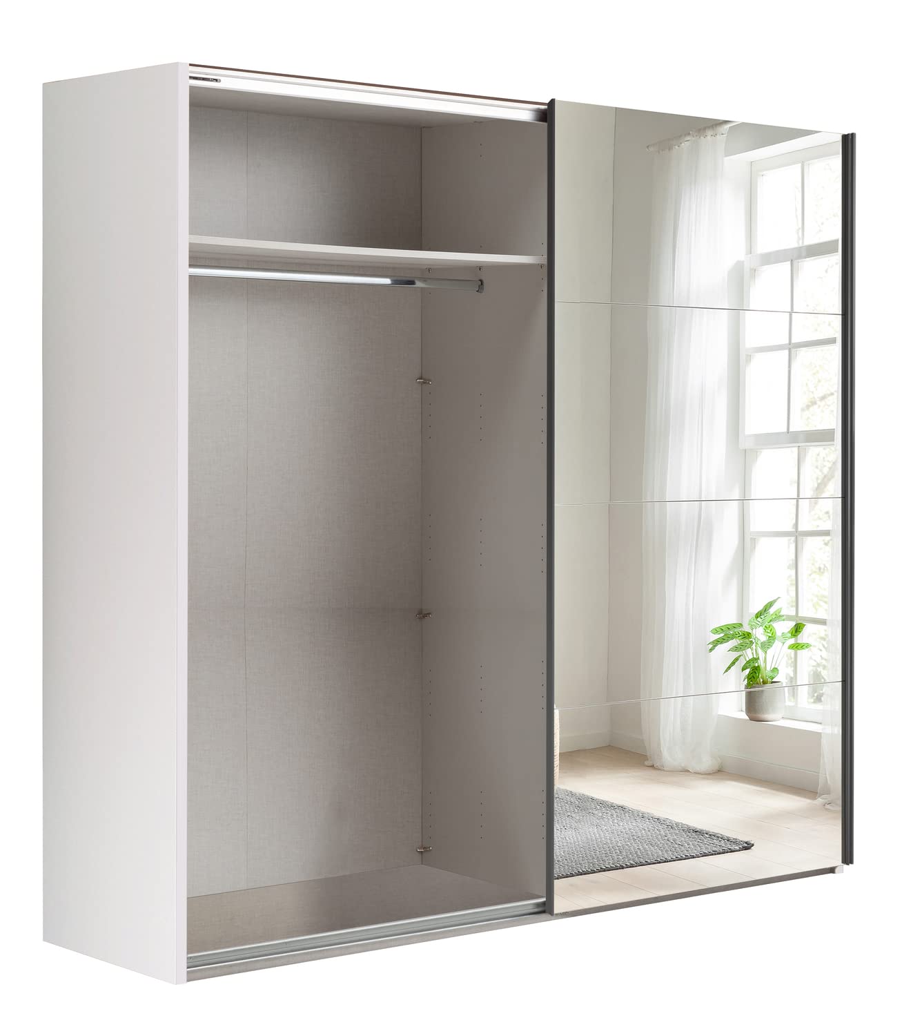 Composad Systema Armadio 2 Ante Scorrevoli 250 cm Bianco Grigio Specchio