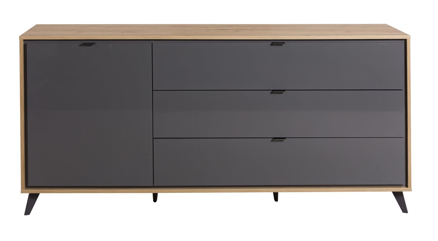 Composad Cornice madia 1 anta 3 cassetti rovere grigio