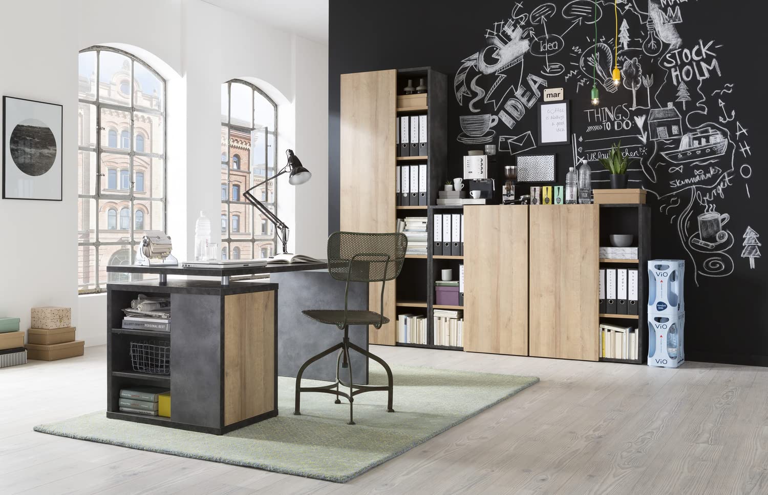 COMPOSAD Core Libreria Bassa 1 Anta 3 Vani Rovere Grigio 80 cm