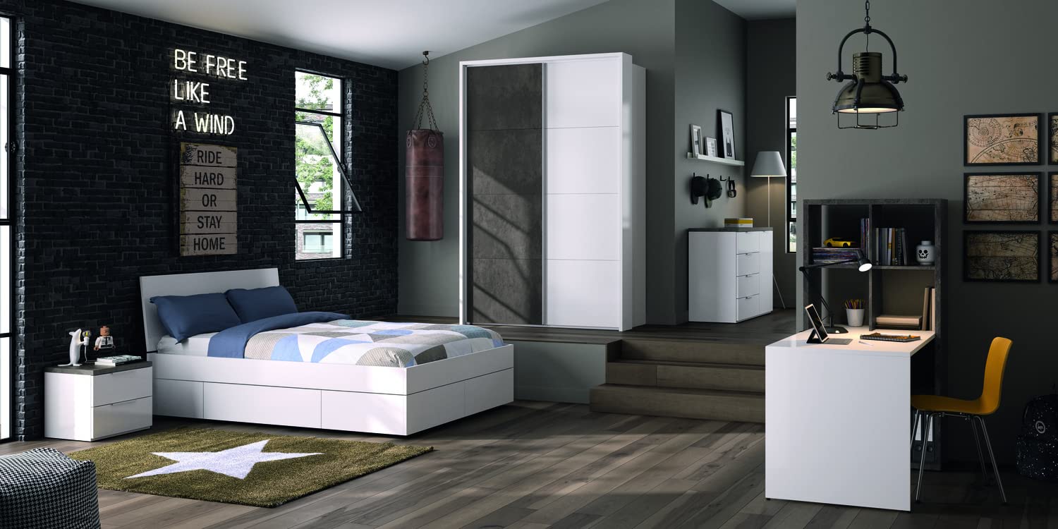Composad Camera da Letto Completa 5 Mobili Bianco Grigio Tadao