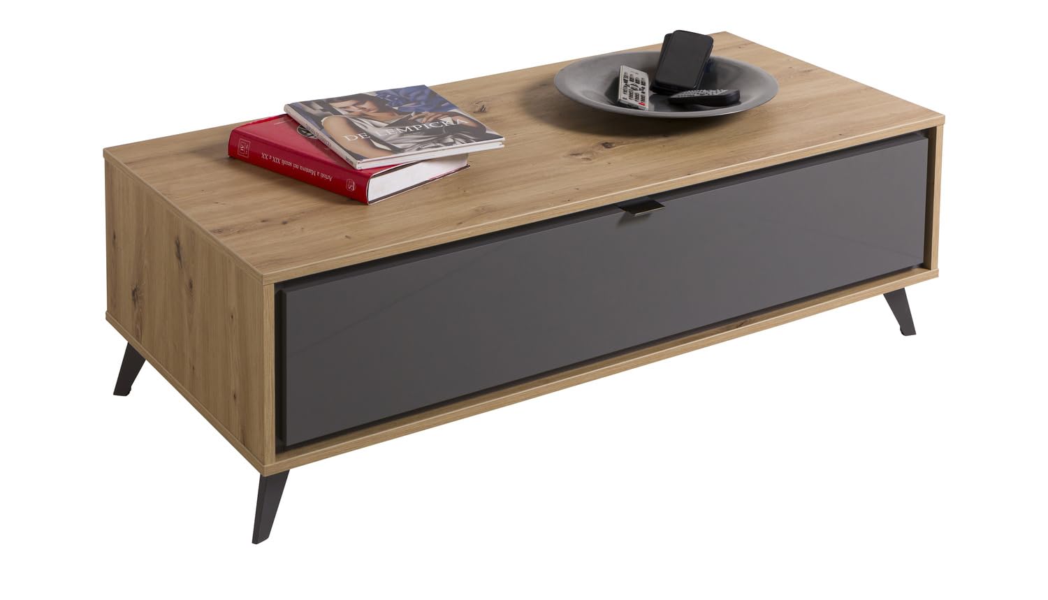 Composad Cornice 1 Cassetto Tavolino Salotto Rovere Titanio