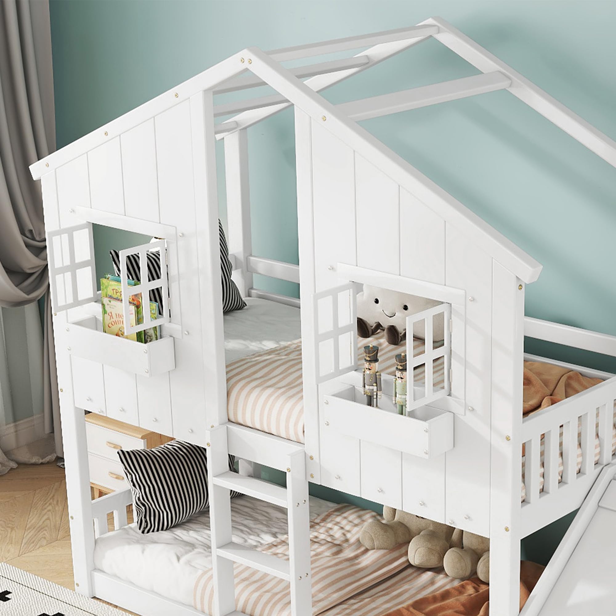 Dolamaní Letto a castello 90x200 con scivolo bianco
