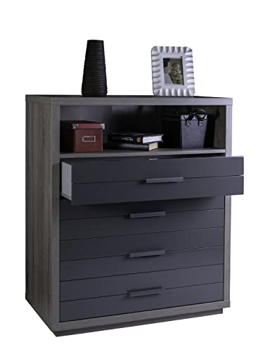 Composad cassettiera 4 cassetti e vano rovere e grigio