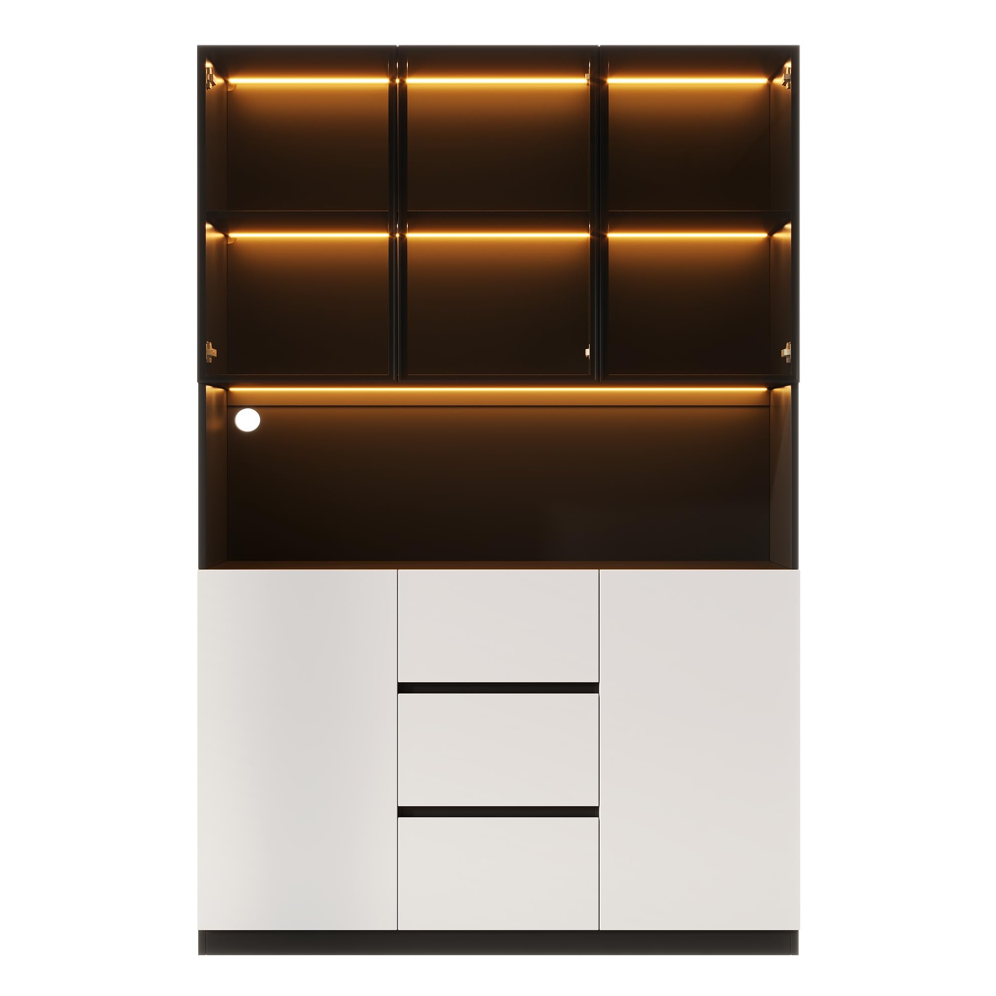 Dolamaní Vetrina LED Bianco Nero 120x40x200 con Cassetti