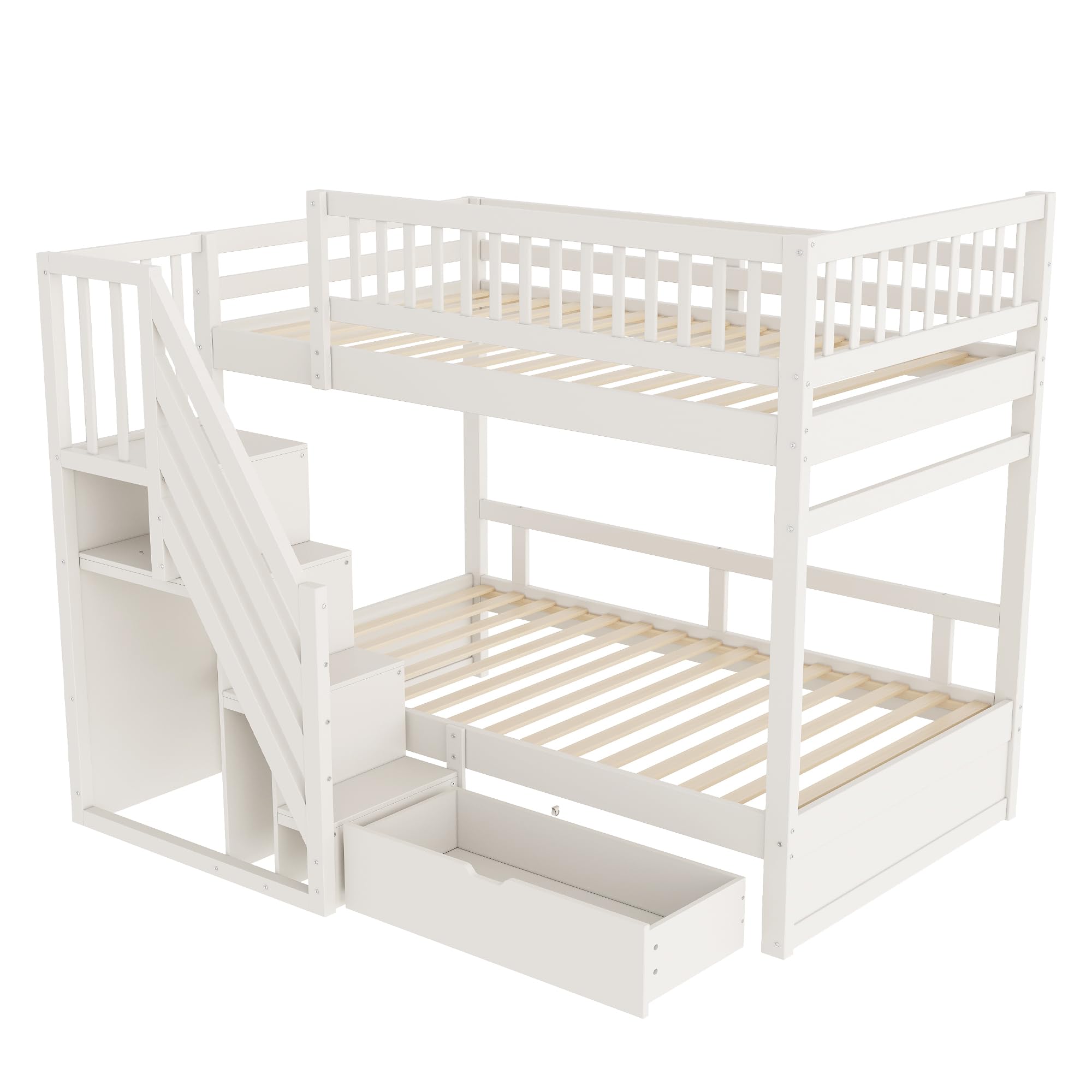 Dolamaní Letto a castello 90x200 bianco scala contenitore