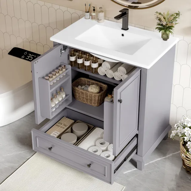 Dolamaní Mobile bagno con lavabo 73x45x87 cm grigio