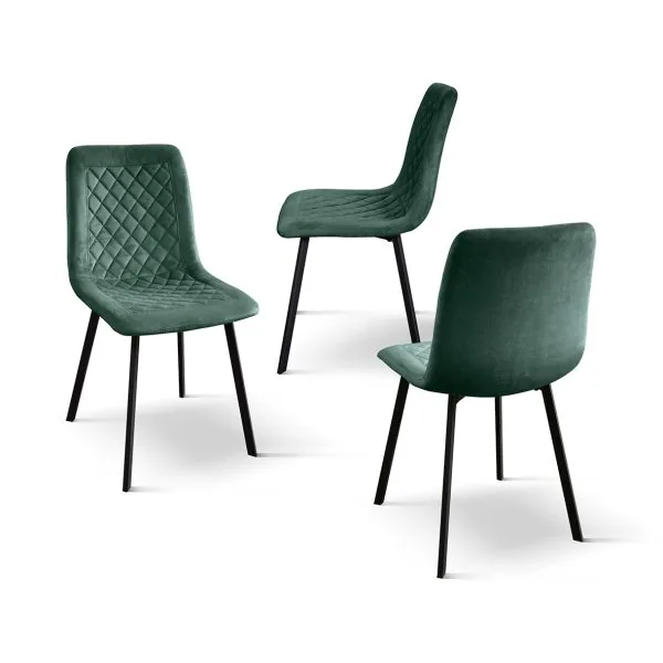 Epocantica sedia in velluto trapuntata gambe nere set 4 velluto