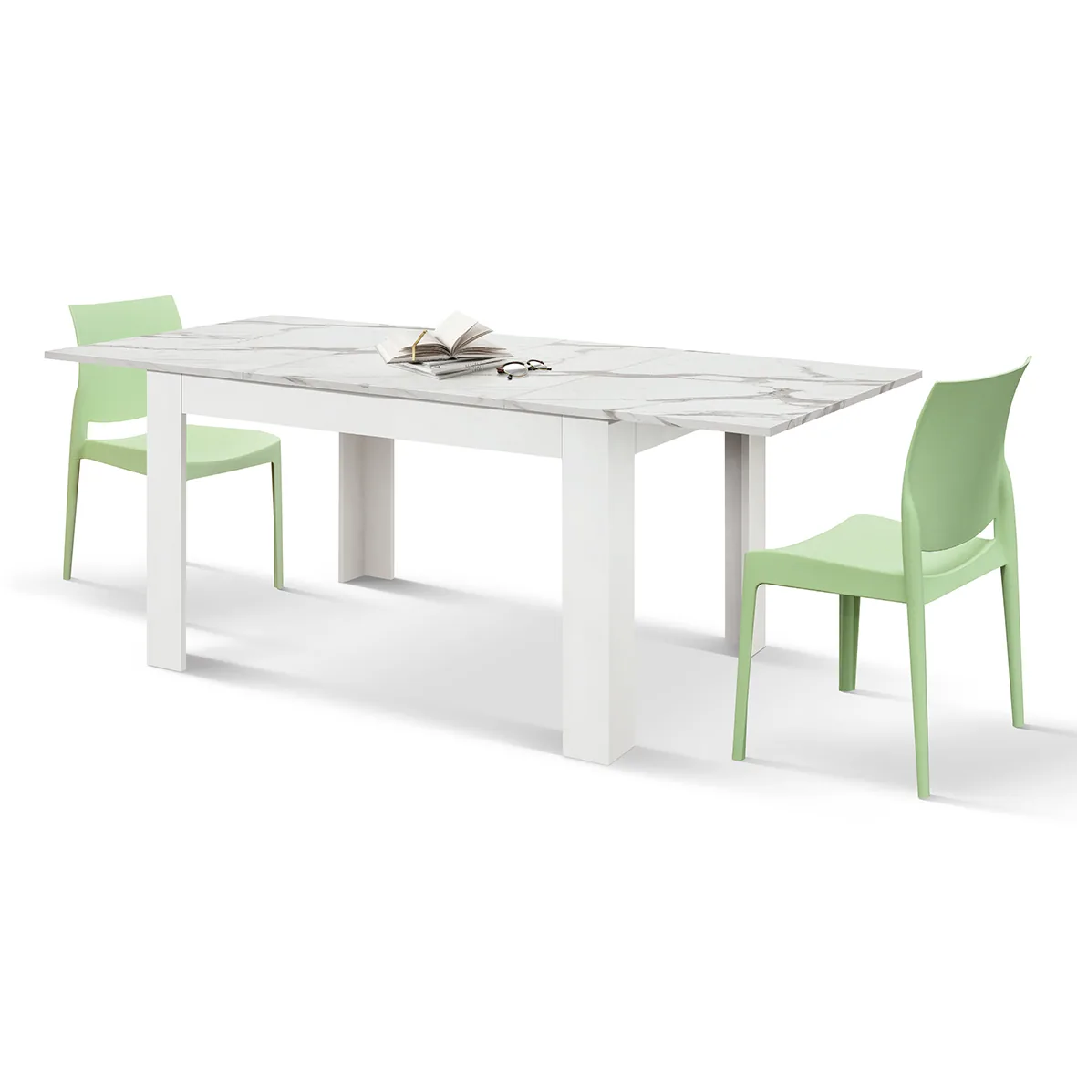 Epocantica Tavolo Allungabile Effetto Marmo Bianco 140-220 cm