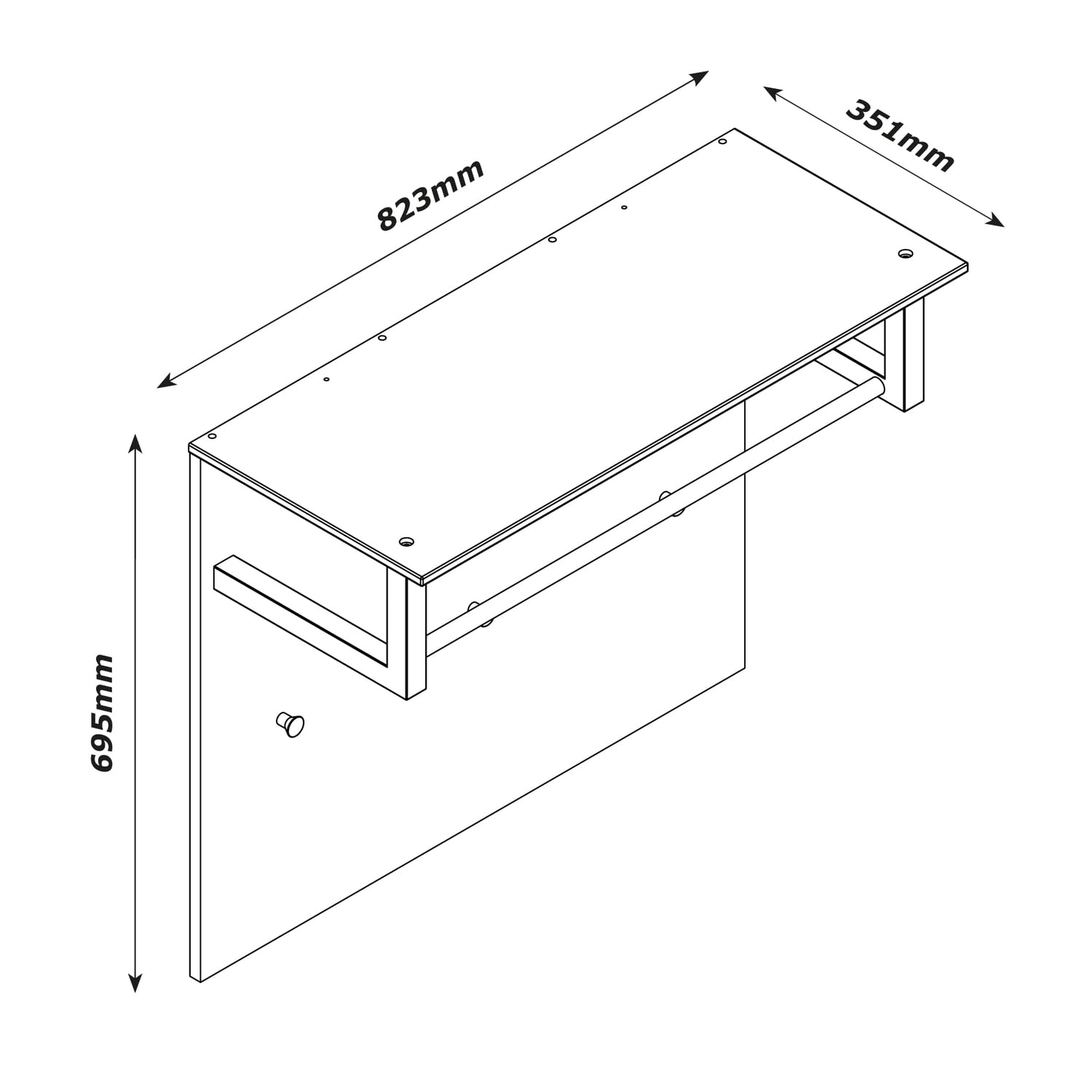 Composad Galaverna Appendiabiti da Muro 3 Ganci Grigio Titanio 82 cm