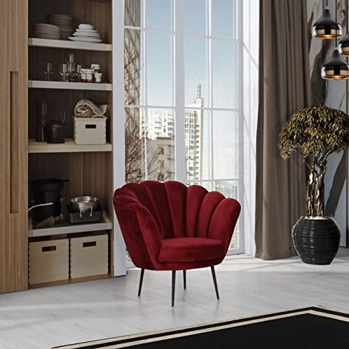 Iperbriko Orel poltrona conchiglia velluto rosso con braccioli