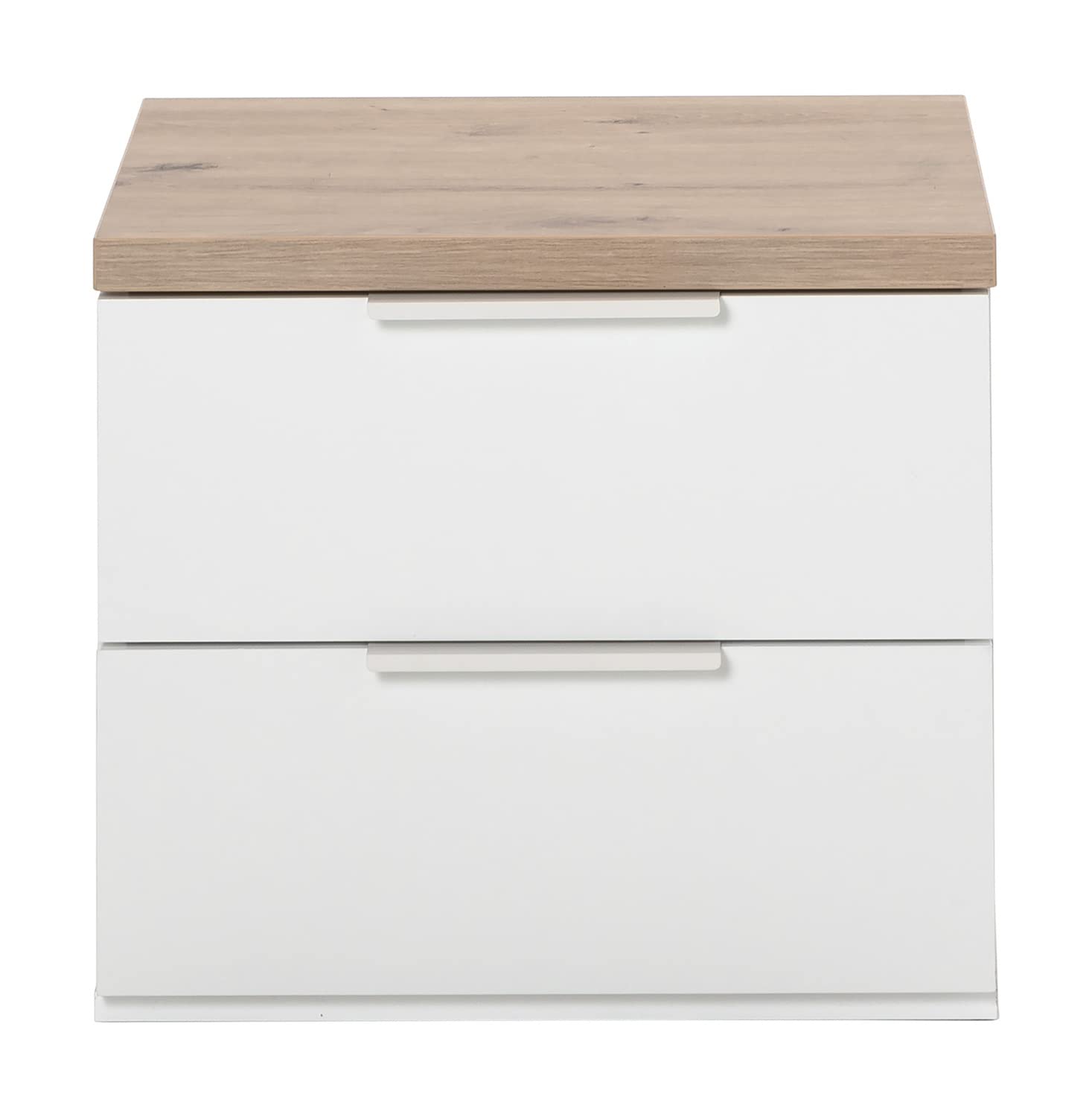 Composad Mundi Bedroom comodino 2 cassetti bianco rovere miele