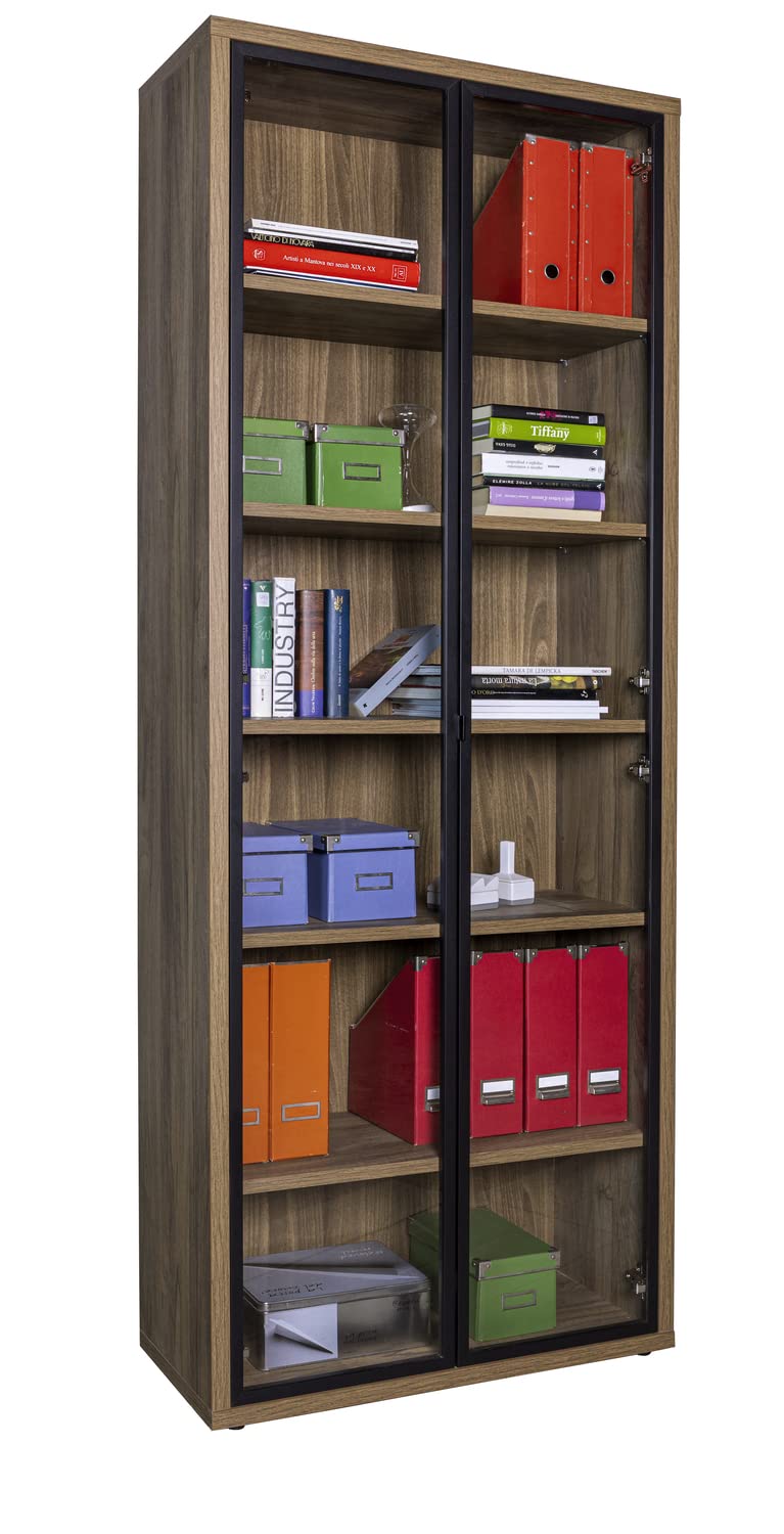 Composad Davinci libreria alta 2 ante vetro noce