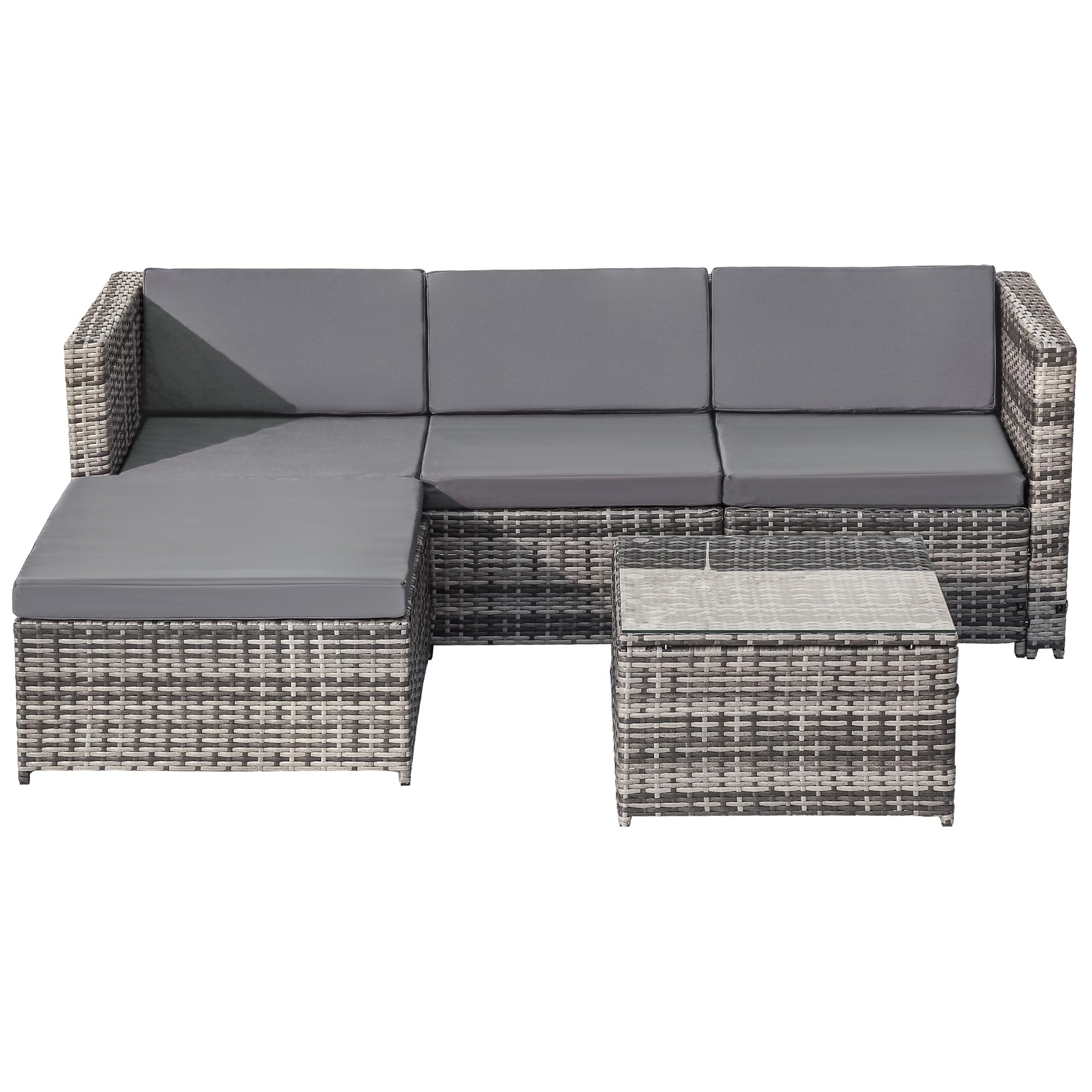 Dolamaní Set Mobili Giardino Rattan Grigio con Tavolo Vetro