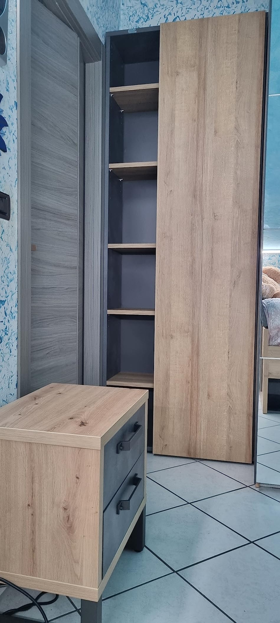 Composad LaFabrica comodino 52 rovere grigio 2 cassetti