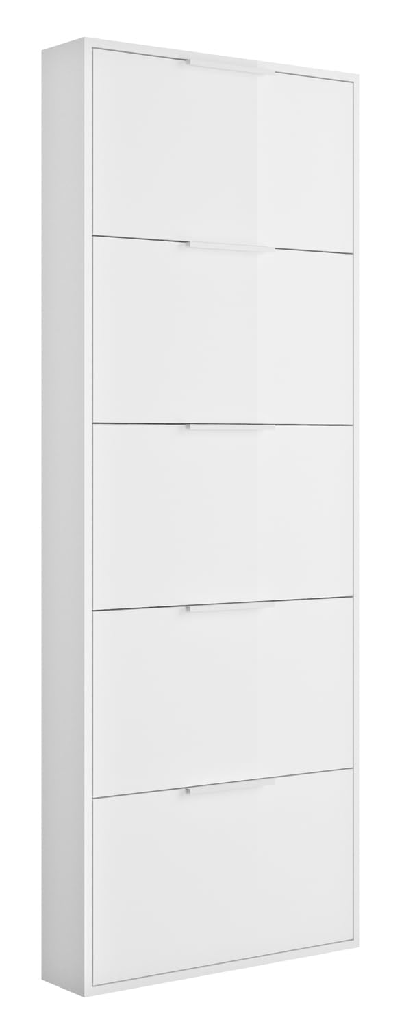 COMPOSAD Espresso scarpiera 5 ribalte bianco laccato slim