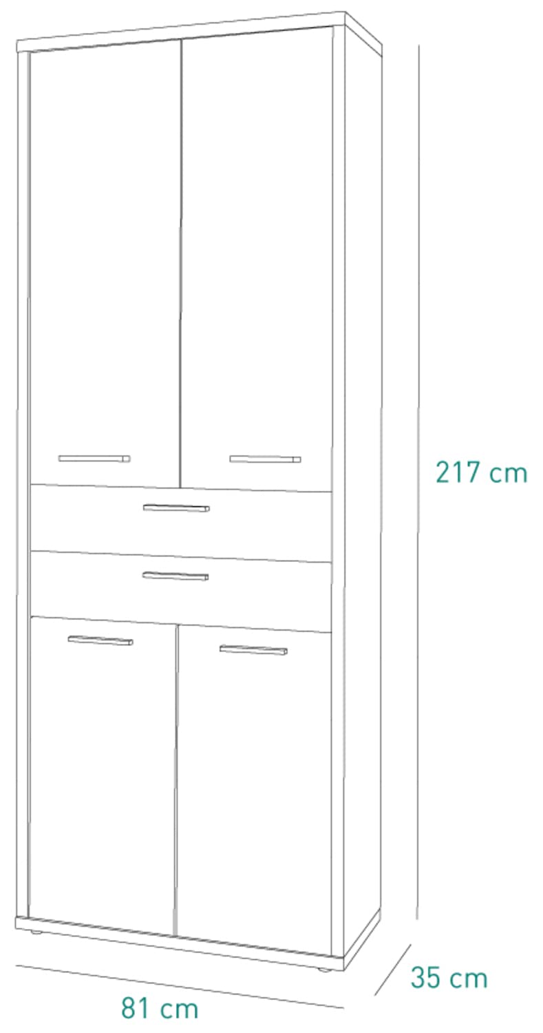 Composad Davinci armadio 4 ante 2 cassetti rovere