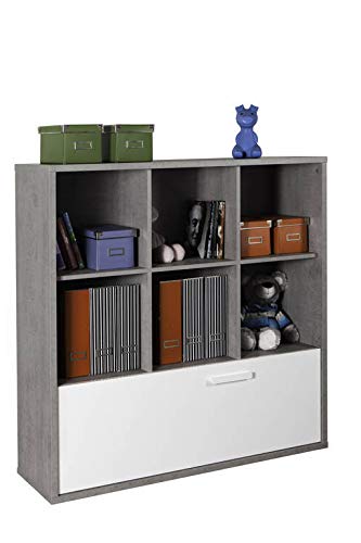 Composad Mipiace libreria cemento e bianco lucido