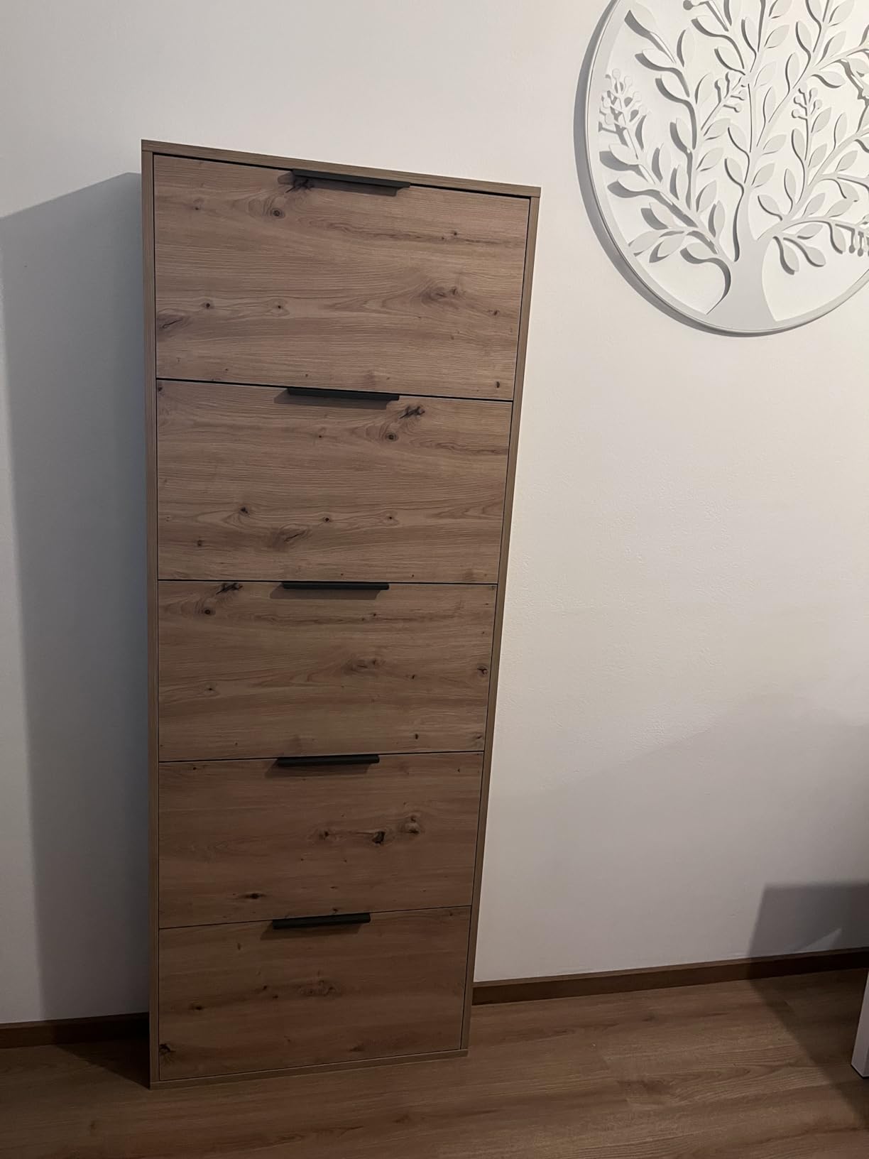 COMPOSAD Espresso scarpiera 5 ribalte bianco laccato slim