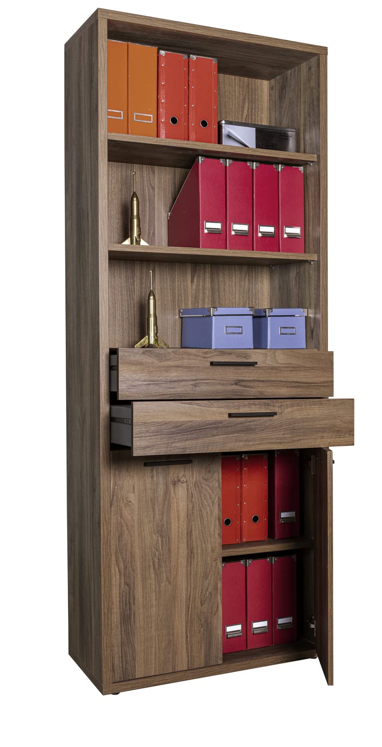 Composad Davinci Brera libreria alta 2 ante 2 cassetti noce