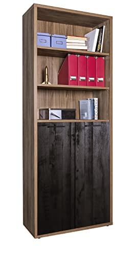 COMPOSAD DAVINCI Libreria Alta 2 Ante 3 Vani Noce e Nero